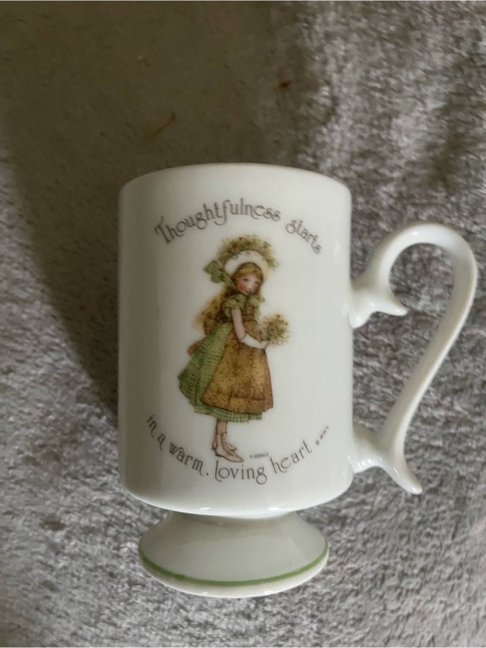 White Footed Ceramic Mug with Vintage Holly Hobbie
